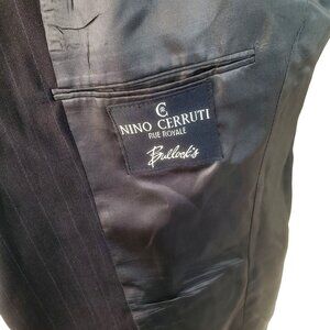 Vintage Italian Wool 2 Btn Sport Coat Blue Pinstripe Mens 44R Tailored Blazer